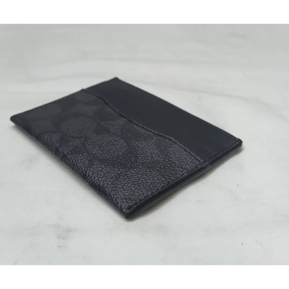 Coach Signature Black Leather ID Window Credit Card Wallet